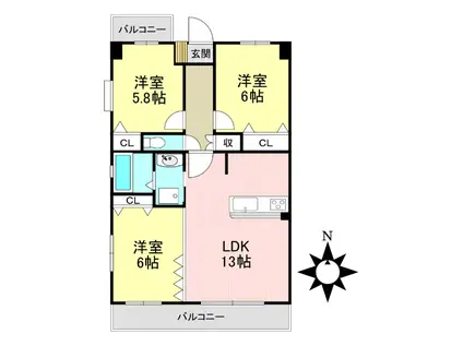 セントラーゼ(3LDK/4階)の間取り写真