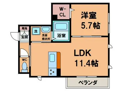 ローズハイツあべの(1LDK/1階)の間取り写真