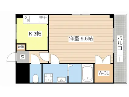 アネックスヴィル長浜(1K/3階)の間取り写真