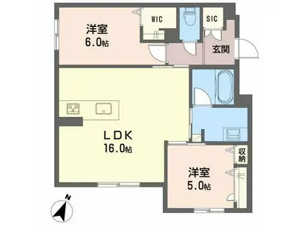 グランドシャーメゾン月出(2LDK/1階)の間取り写真