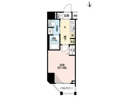 プレール・ドゥーク浜松町(1K/6階)の間取り写真