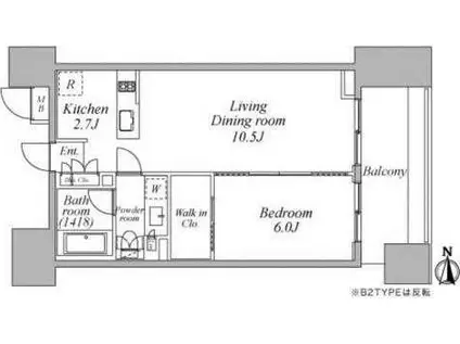 レジディア芝浦KAIGAN(1LDK/5階)の間取り写真