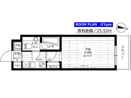 ステージグランデ西調布アジールコート(1K/4階)の間取り写真