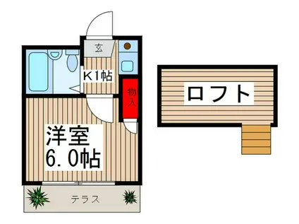 エイブル東川口(1K/1階)の間取り写真