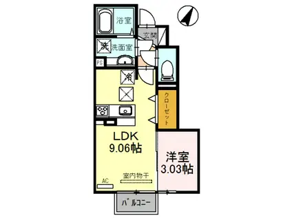 PARC MIDI(1LDK/1階)の間取り写真