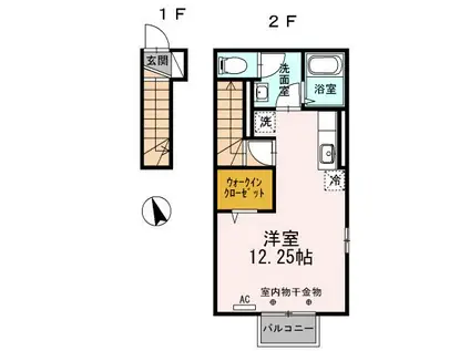 カーサ・ミューア(ワンルーム/2階)の間取り写真