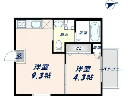 エフメゾンエール(1LDK/2階)の間取り写真