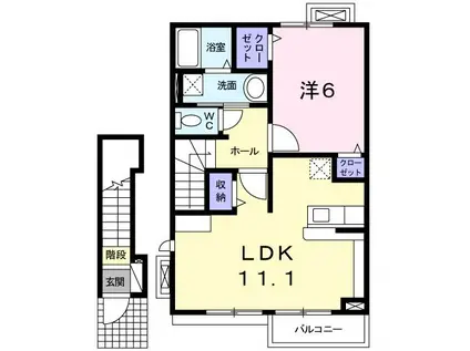 エスポワール(1LDK/2階)の間取り写真
