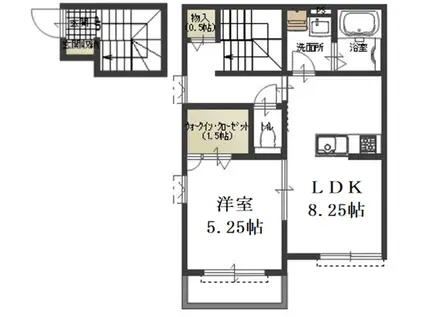 プラセール(1LDK/2階)の間取り写真