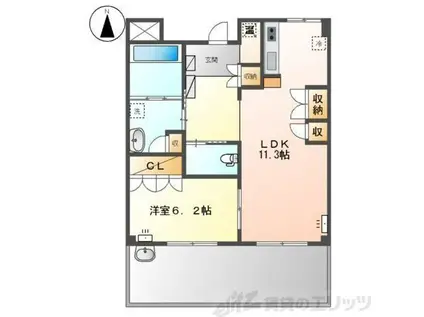 グランデ上牧(1LDK/2階)の間取り写真