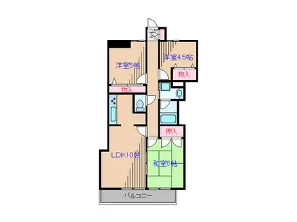 リエス蟹ヶ谷(3LDK/3階)の間取り写真