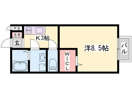 クレセントコート(1K/1階)の間取り写真