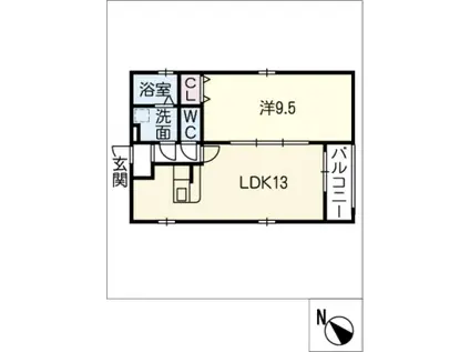 グランレーヴ大曽根II(1LDK/2階)の間取り写真