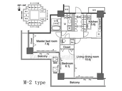 パシフィックロイヤルコートみなとみらい アーバンタワー(2LDK/21階)の間取り写真