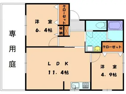 ファミーユK I(2LDK/1階)の間取り写真
