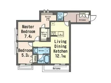 ドゥマールリンネル(2SLDK/3階)の間取り写真