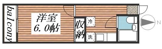 Kハイツ山田(1K/2階)の間取り写真