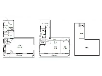 ゴールドウッズ新長田ビル(4LDK/4階)の間取り写真