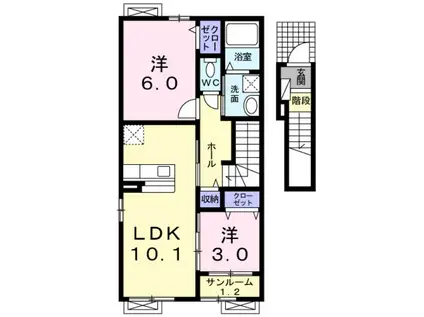 フローラル(2LDK/2階)の間取り写真