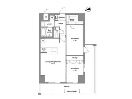 PRIMA STELLA プリマステラ(2LDK/8階)の間取り写真