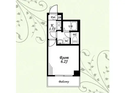 フルセイル唐木田(1K/2階)の間取り写真