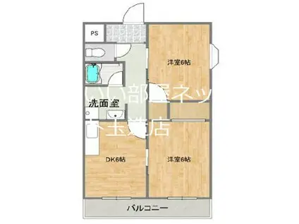 TAIHOボヌール(2DK/2階)の間取り写真