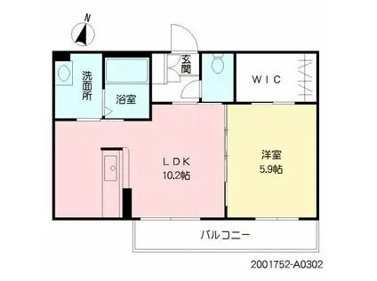 ディアコート・ヴィラ(1LDK/3階)の間取り写真