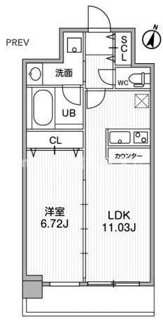 LA DOUCEUR天満(1LDK/11階)の間取り写真
