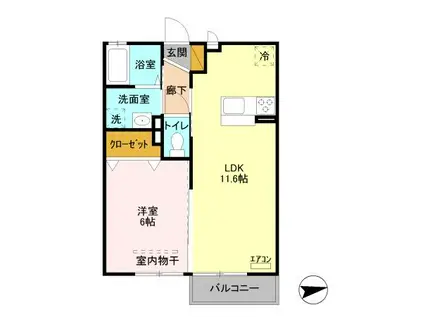 グリーンガーデン(1LDK/2階)の間取り写真
