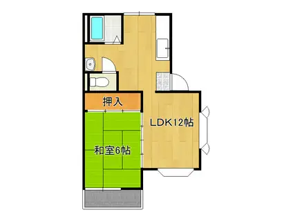 クランメール大みかII(1LDK/2階)の間取り写真