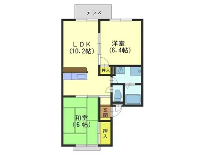 八尾コーポ(2LDK/1階)の間取り写真
