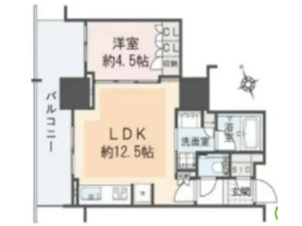 BRANZ TOWER 芝浦 ブランズタワー芝浦(1LDK/5階)の間取り写真