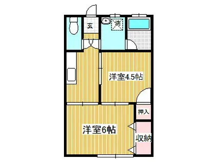 シャトー21(2K/2階)の間取り写真