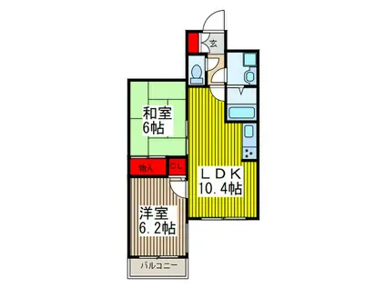 ライオンズプラザ川口本町(2LDK/2階)の間取り写真