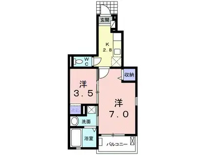 セリシールI(2K/1階)の間取り写真
