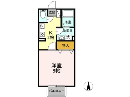 プリシェール久世(1K/2階)の間取り写真