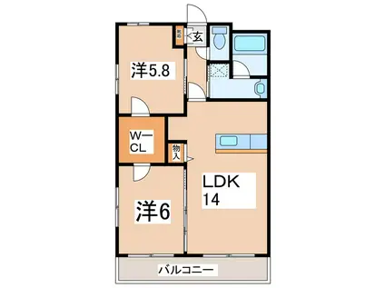 メゾンシャリテIII(2LDK/2階)の間取り写真