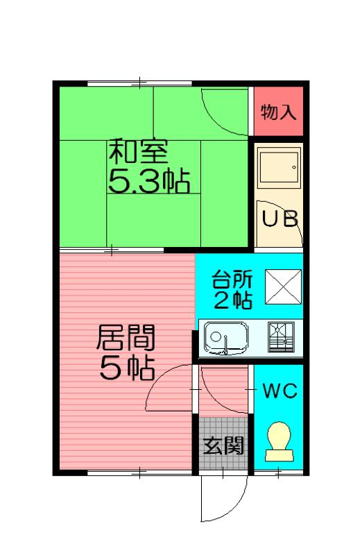 レジデンス花園(1DK/2階)の間取り写真
