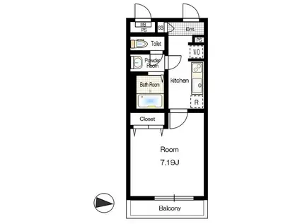 ラベール西横浜(1K/4階)の間取り写真