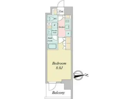 ドゥーエ三ノ輪II(1K/4階)の間取り写真