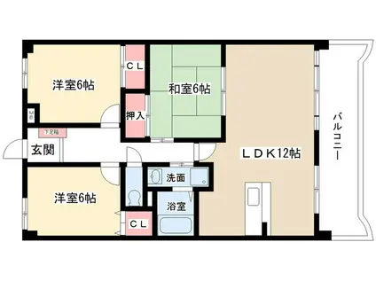 アルカディアIII(3LDK/1階)の間取り写真