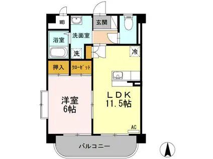 チェリーブランチ(1LDK/3階)の間取り写真