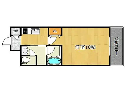 BUENA万代1丁目(1K/3階)の間取り写真