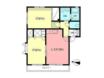 エステートK(2LDK/2階)の間取り写真