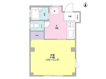 メゾンエム(1K/1階)の間取り写真