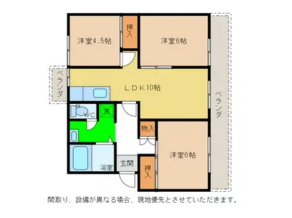 ヴィラナリー小松島(3LDK/4階)の間取り写真