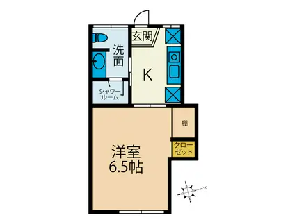 東海ヒルズ(1K/1階)の間取り写真