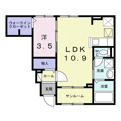 ベラヴィータ(1LDK/1階)の間取り写真