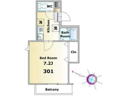 メゾン・ド・ヴェルニ(1K/3階)の間取り写真