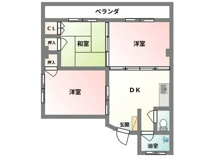 丸幸マンション(3DK/4階)の間取り写真